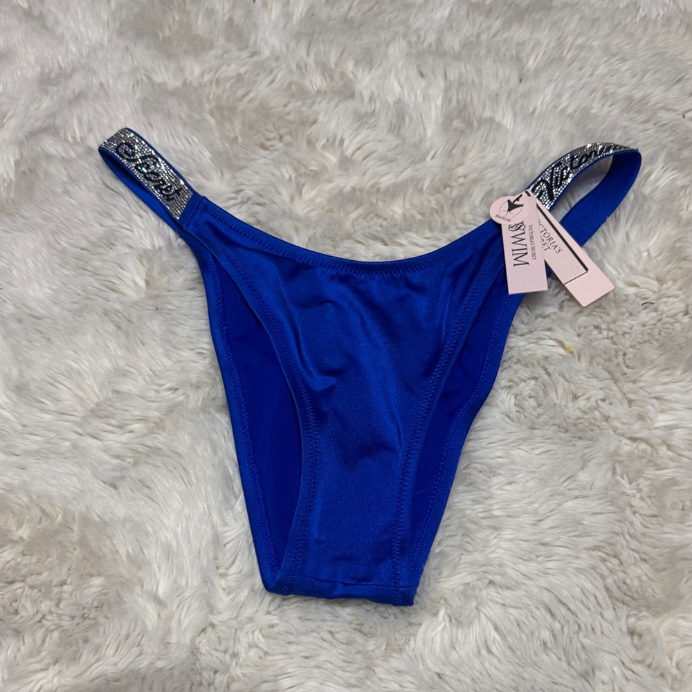 Blue Bikini Bottom with Silver Accents
